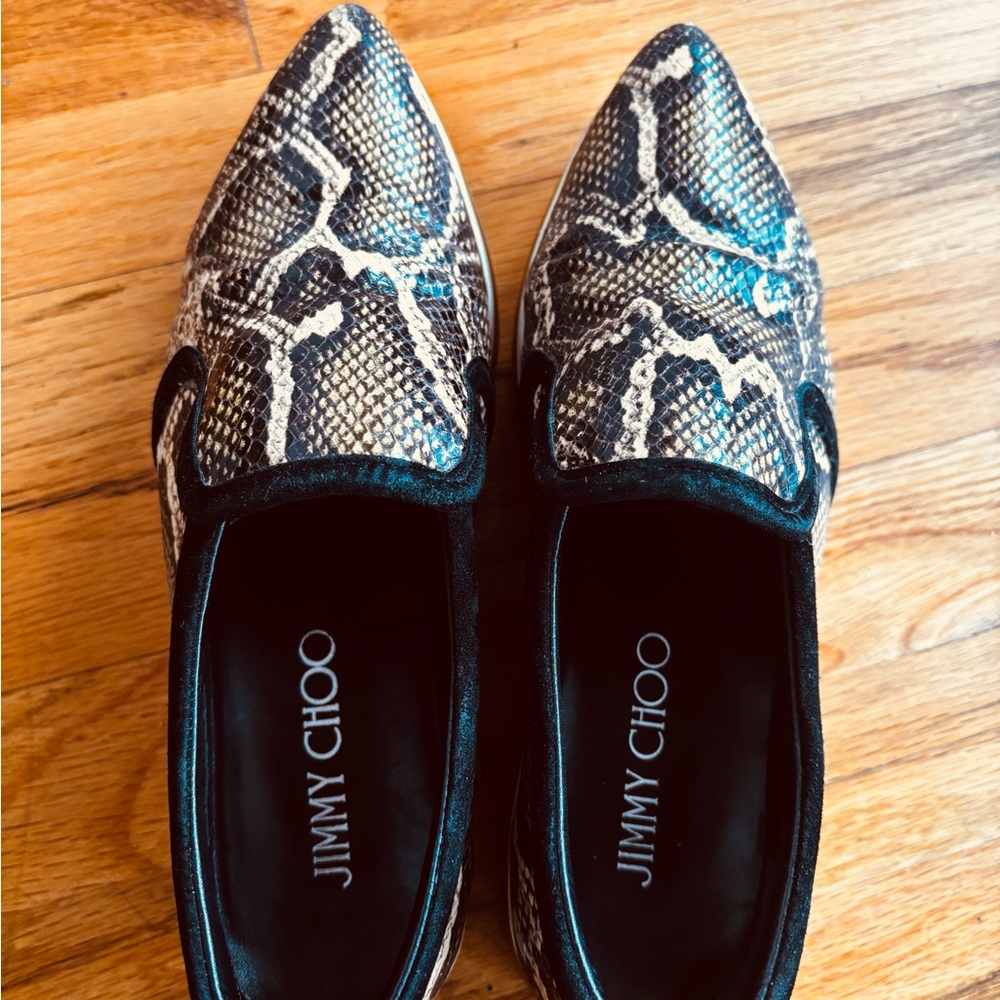 Jimmy Choo Black and Tan Loafers